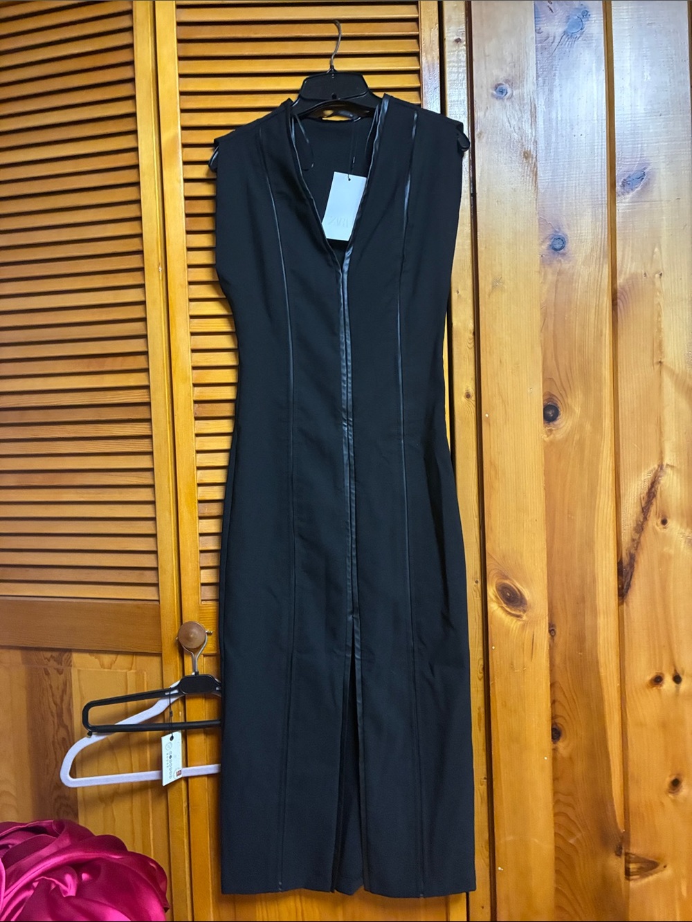 Zara Dark Brown Sleeveless Midi Dress with Center Zip Detail length 49”